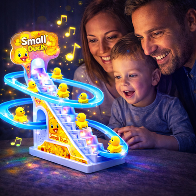 Automatic Stair Climbing Ducklings Toy with Flashing Lights & Music